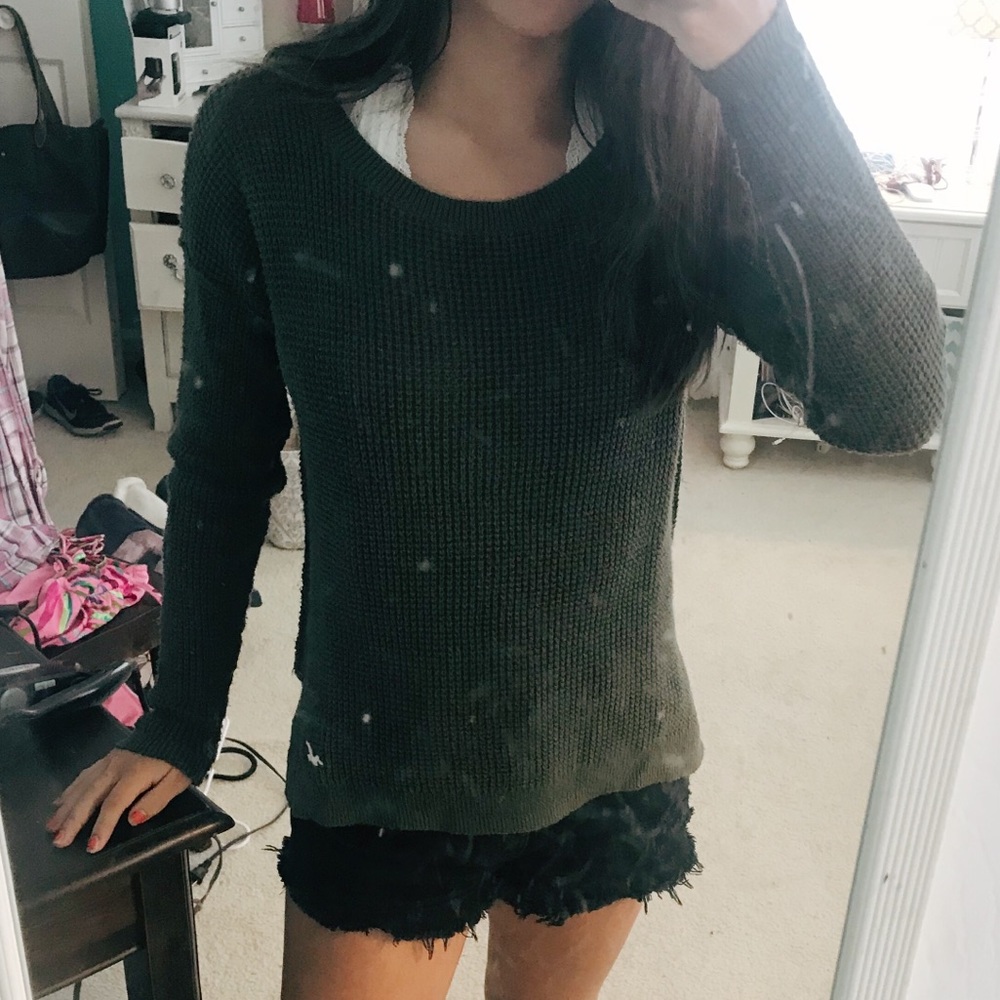 Green Waffle Sweater
